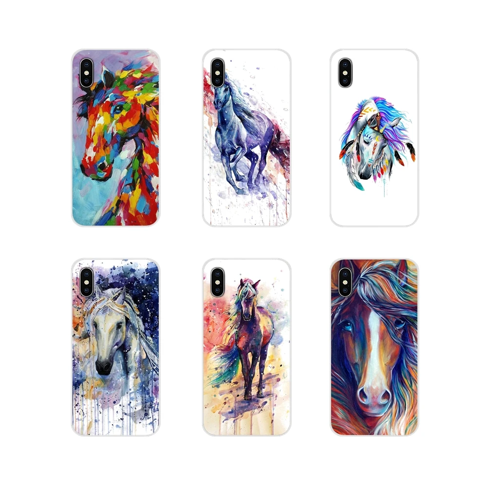 Чехлы для телефонов Samsung Galaxy A3 A5 A7 A9 A8 Star A6 Plus 2018 2015 2016 2017 акварель лошадь бегущая