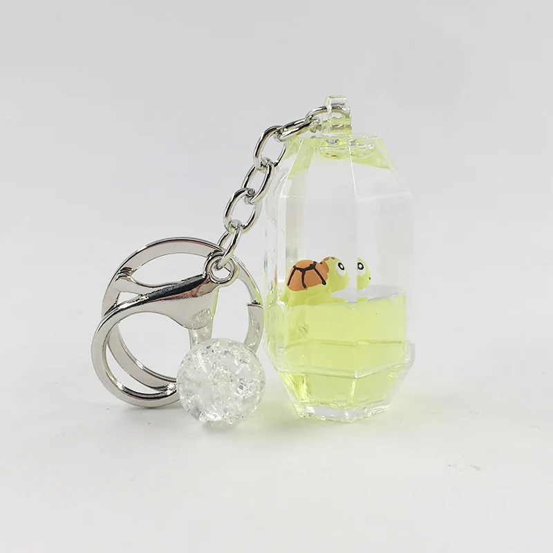 Жидкое животное круглый брелок креативный движущийся автомобильный ключ