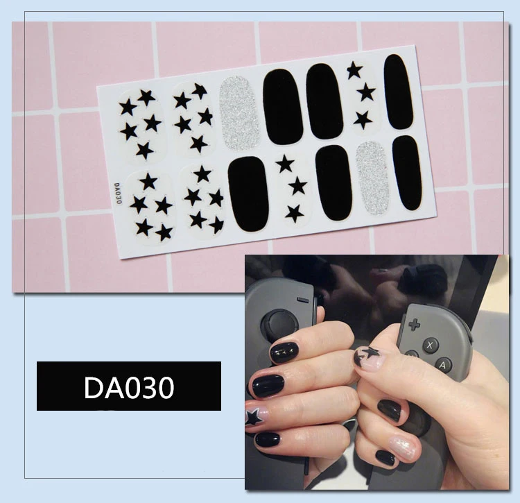 14 насадок/набор полное покрытие наклейки для ногтей s Обертывания DIY наклейки для нейл-арта простые наклейки s самоклеющиеся наклейки для ногтей розовый белый черный зеленый