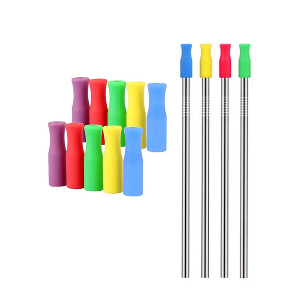 20pcs Anti Burn Stainless Steel Straw Bar Cover Party 6mm Food Grade Teeth Protector Reusable Silicone Tip Caps Accessories | Дом и сад