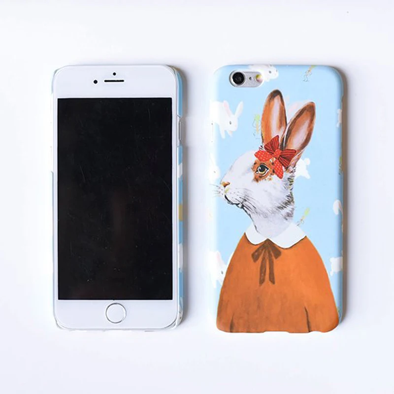 KUERPooB Для iPhone SE 5 5s 6 S Плюс Корпус матовое Прикосновение Прекрасный кролик леди Apple