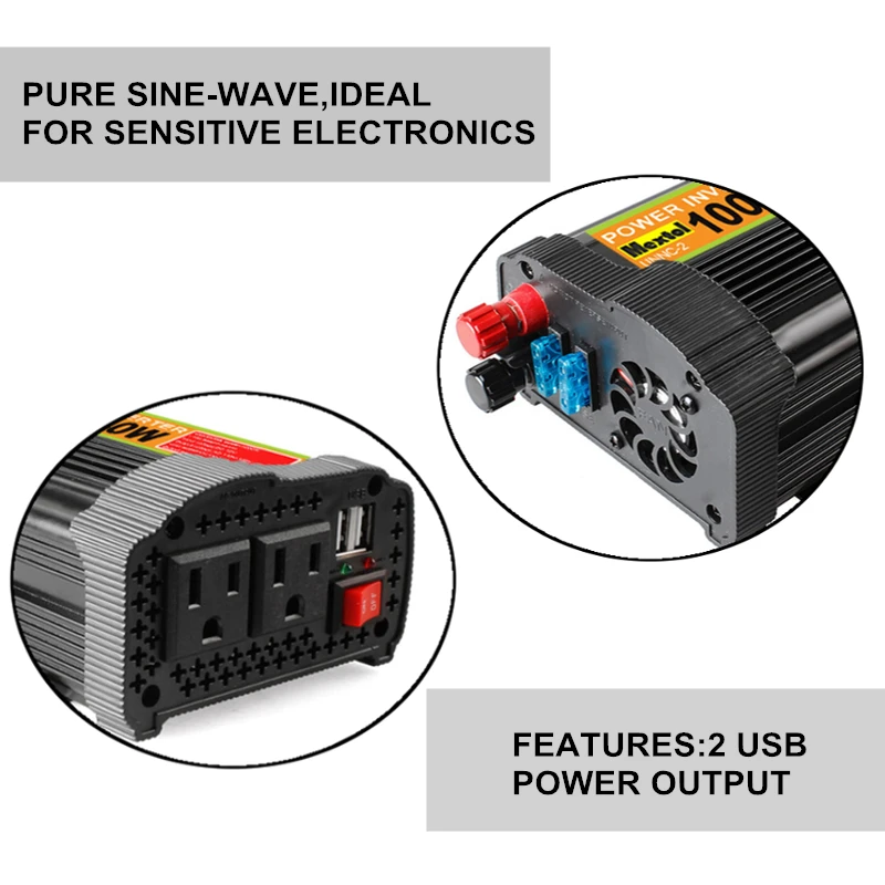Инвертор 12V 110V 2000W пики Авто модифицированная Синусоидальная волна 1000W