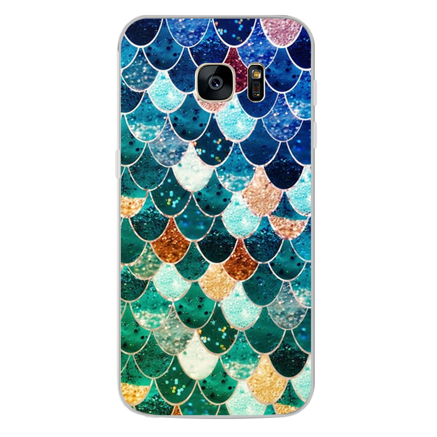 For Samsung Galaxy S7 Case Cover 5.1&quot Soft TPU Silicone Popular Cute Happy Color Fish Scales Flower Painted Protect Phone |