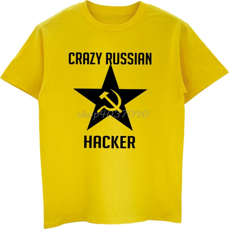 Забавная летняя футболка Crazy Russian Hacker с принтом СССР Мужская хлопковая коротким