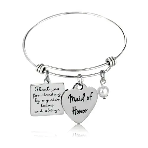 Stainless Steel Maid Серебряный браслет расширяющийся кабель обернутые браслеты для женщин подарок мамы, папы, сестры дочери семья ювелирные изделия - Окраска металла: Stainless Steel Maid