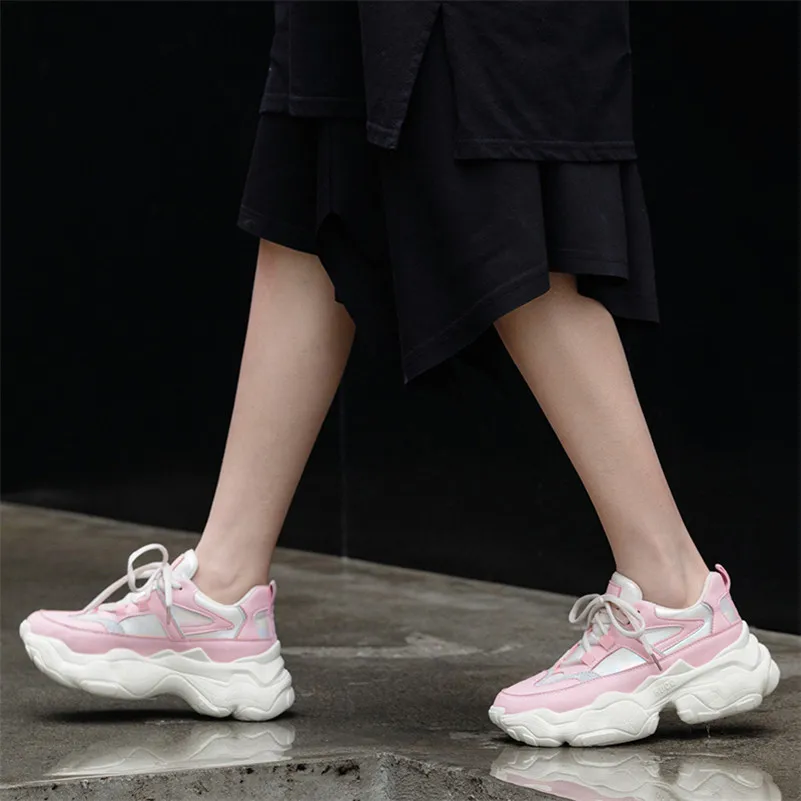 Женские дышащие кроссовки FEDONAS на плоской подошве из натуральной кожи 2019|Обувь