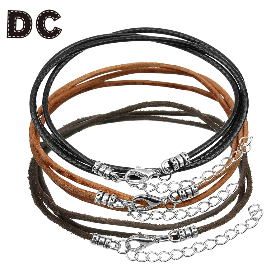 DC 5 шт оптом Простые Длинные черные плетеные Вощеные веревки коричневые кожаные