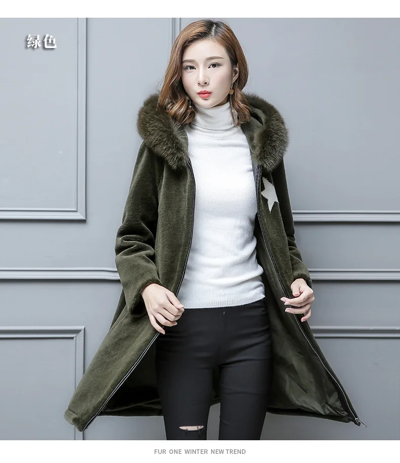 Овечьей крой пальто для девочек новая зимняя длинными рукавами лиса Мао Haining шерсть пальто с мехом тонкая