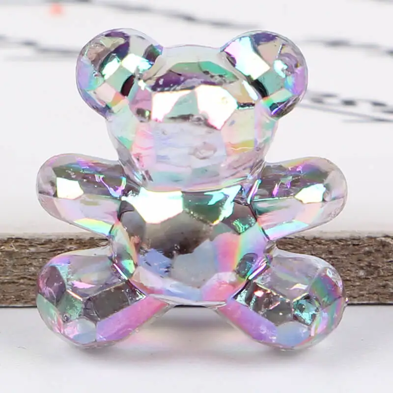 Bear-Gray DIY ювелирные изделия Прозрачный Красочный медведь бант бусины голова кролика домашние дети девочка волосы веревка аксессуар мода роскошный корейский - Цвет: Bear-Gray