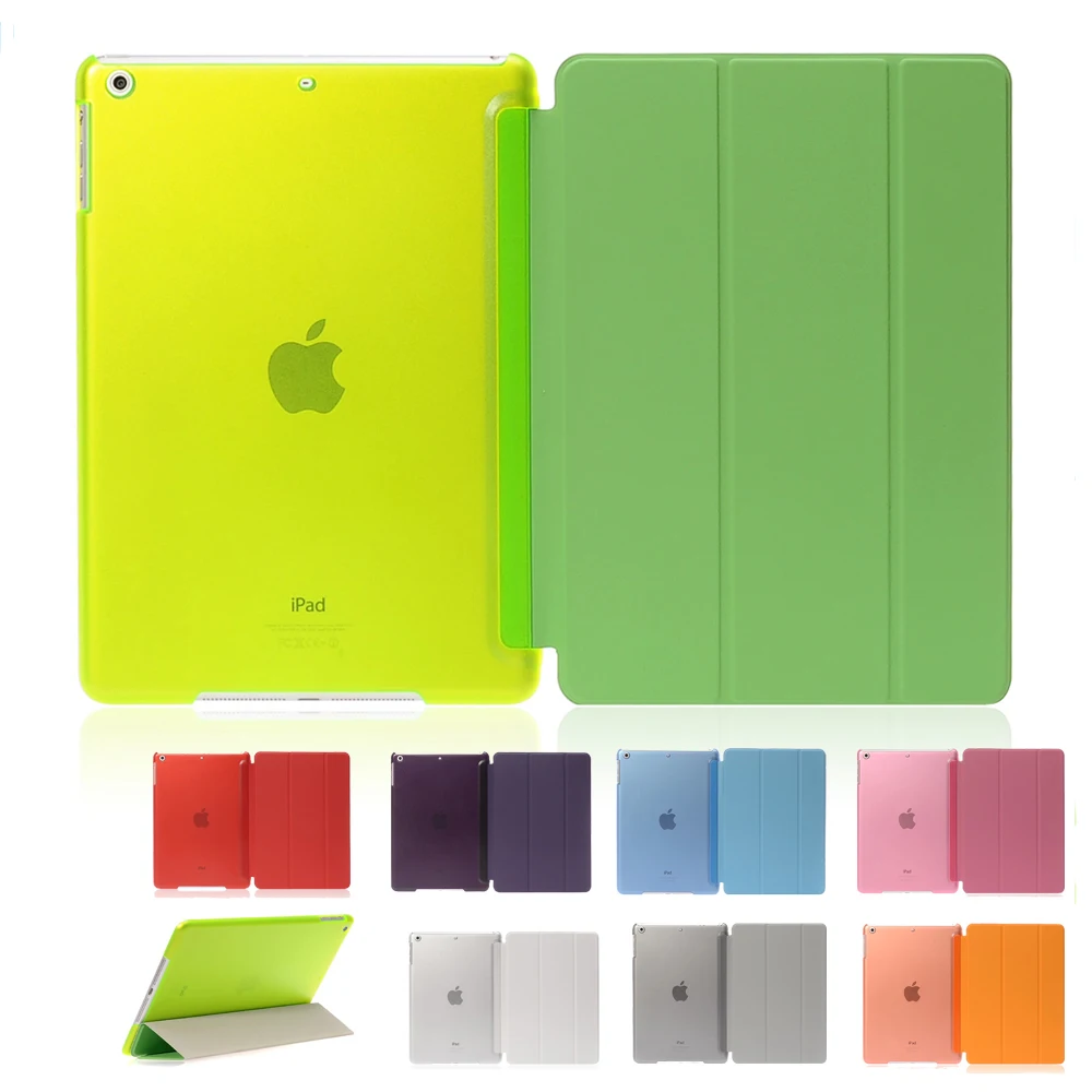 Ультра тонкий флип чехол для Apple Fundas iPad 2 ipad 3 4 смарт с кристально жестким ПВХ
