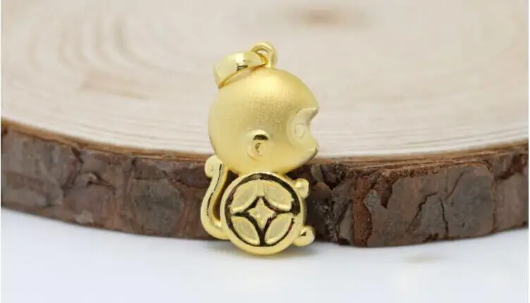 Новинка 2016 кожаный браслет с подвеской в виде обезьяны из чистого 24-каратного