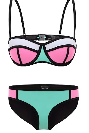 Женский купальник 2016 Бесплатная доставка неопреновый бикини с пуш-ап Женская