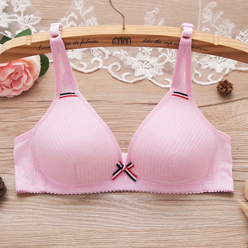 pink Спортивный Бюстгальтер Для девочек бюстгальтер с тонкими чашечками для девочек нижнее белье с бантиком Бюстгальтер для подростков от 12 до 18 лет - Цвет: pink