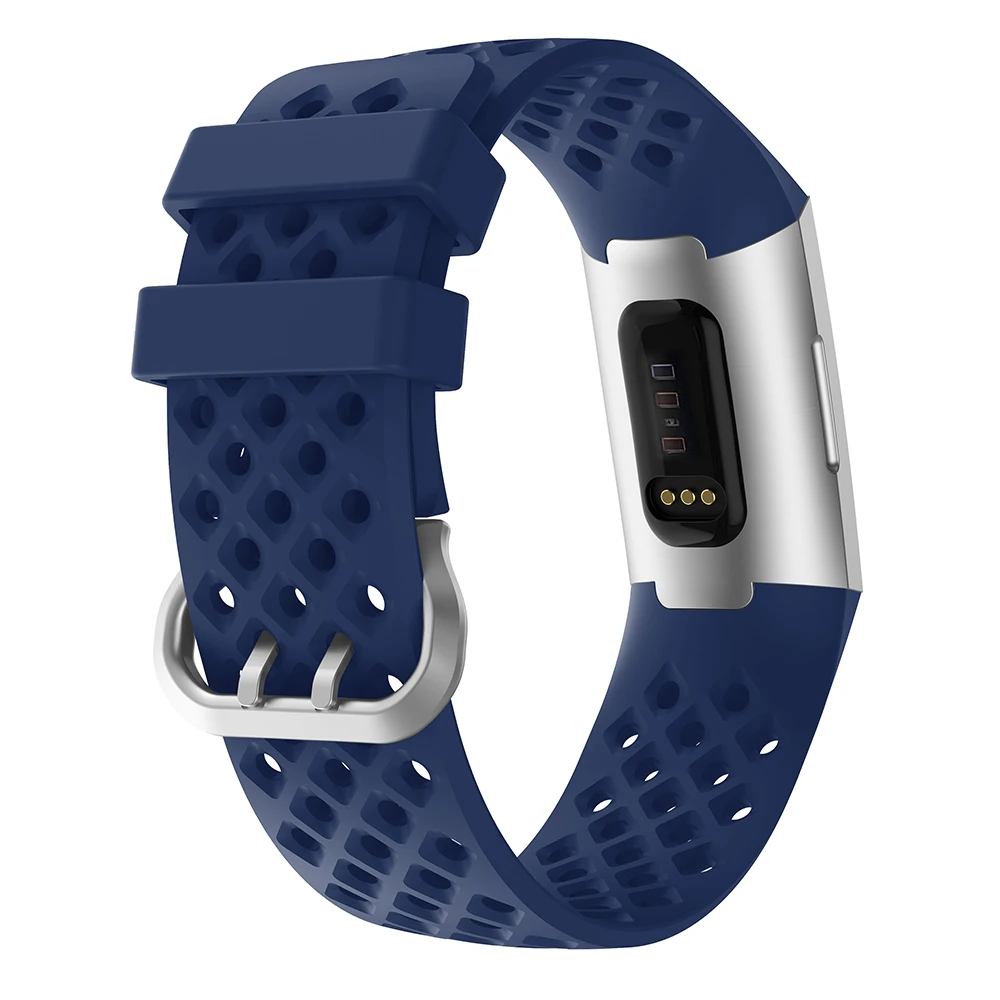 Модные спортивные дышащие силиконовый ремешок для Fitbit Charge 3 Смарт-часы спортивные часы ремешок большой трубы
