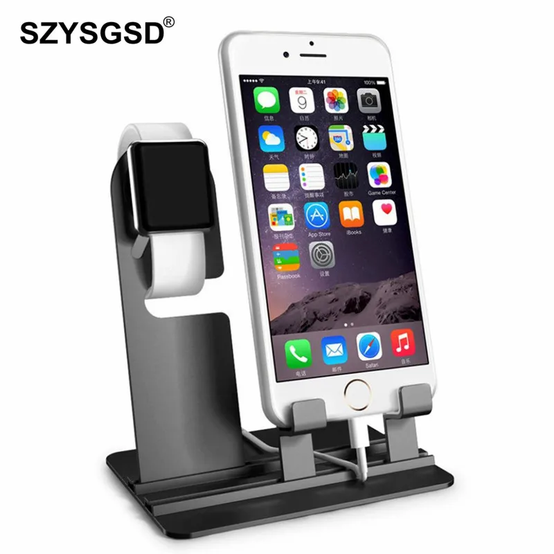 SZYSGSD 2 в 1 Алюминиевая Подставка для зарядки док станция держатель Apple watch iPhone X 8 6s