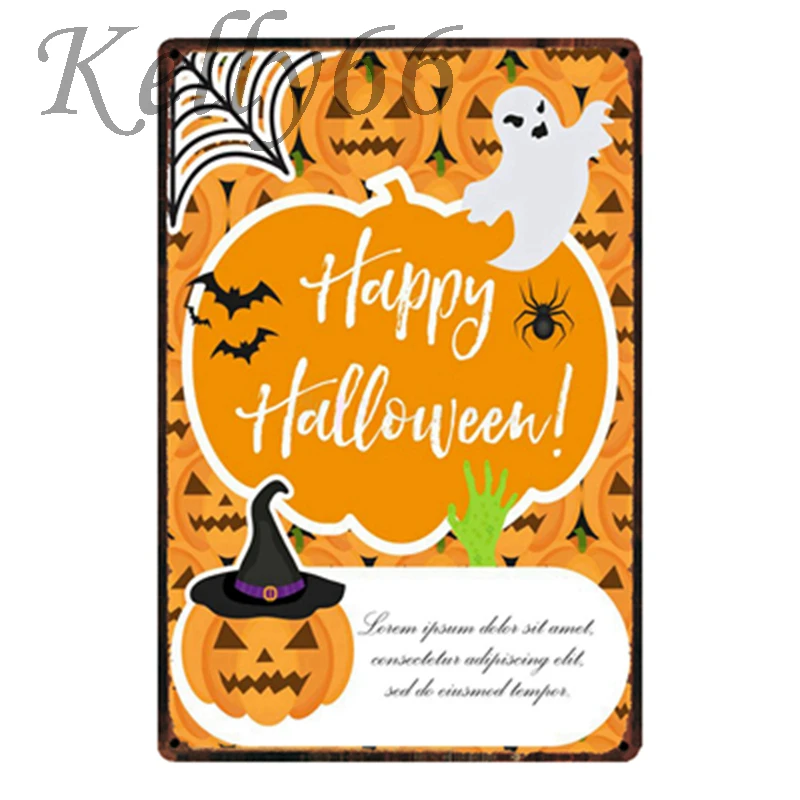 

[Kelly66] и надписью "Happy Halloween" металлический знак олова плакат домашний Декор Бар настенная живопись 20*30 см Размеры y-1835