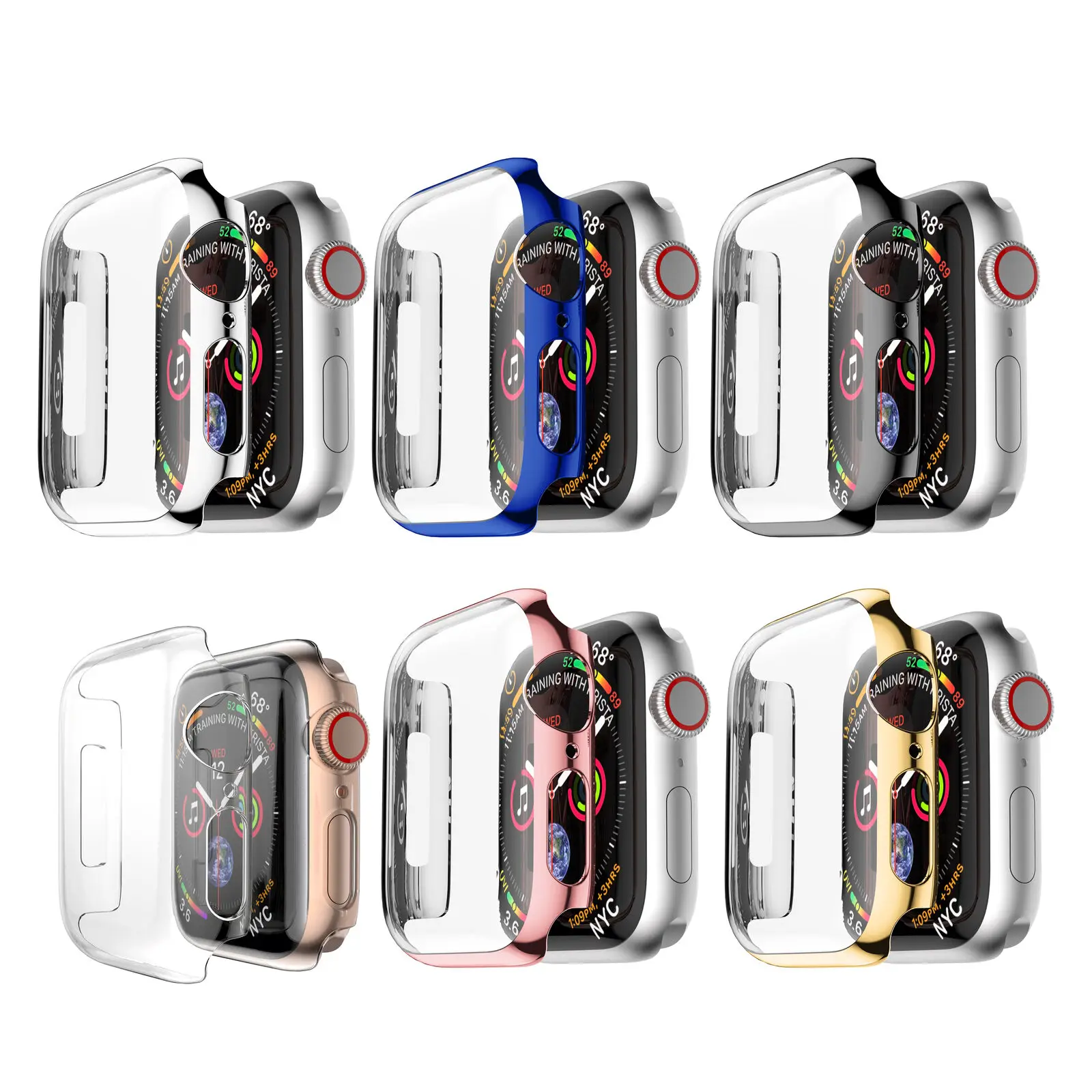 Для Apple Watch Series 4 40/44 мм бампер Жесткий Чехол Защитная пленка для экрана чехол ПК