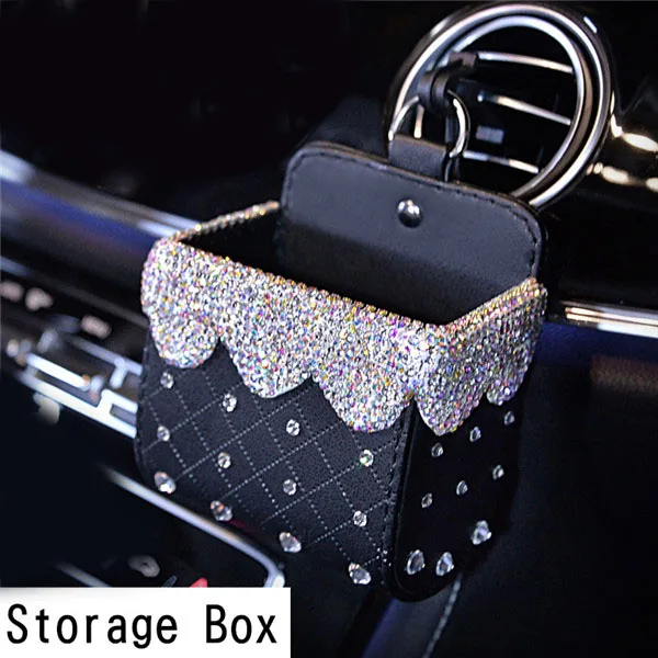 Air Vent Storage Bag Блестящий хрустальный орнамент, подвеска для автомобиля, стразы для женщин и девочек, пепельница для автомобиля, держатель для телефона, чехол на руль, алмазная коробка для салфеток в автомобиле - Название цвета: Air Vent Storage Bag