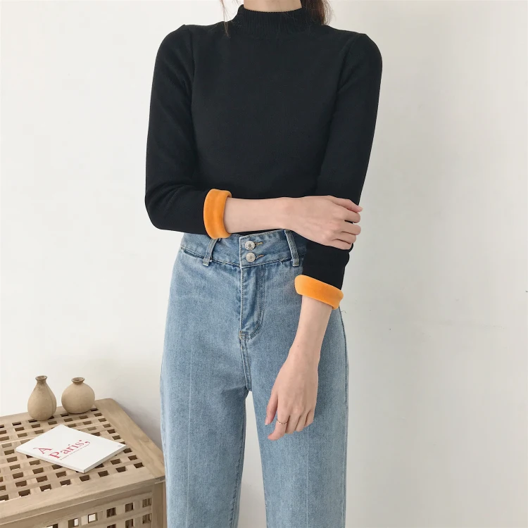 TAJIYANE New 2018 Spring Fashion Women Sweater High Elastic Solid Turtleneck Slim Bottoming Knitted Pullover LD208 | Женская одежда