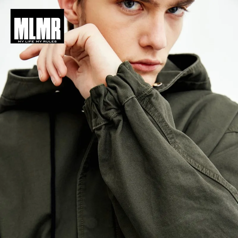 MLMR Мужской плащ с капюшоном и буквенным принтом длинная куртка JackJones мужская одежда 218309504