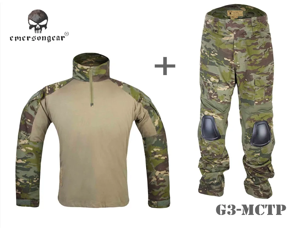 Airsoft BDU Gen3 боевая униформа EMERSON тактическая рубашка и брюки наколенники Multicam Tropic EM9280 EM9281