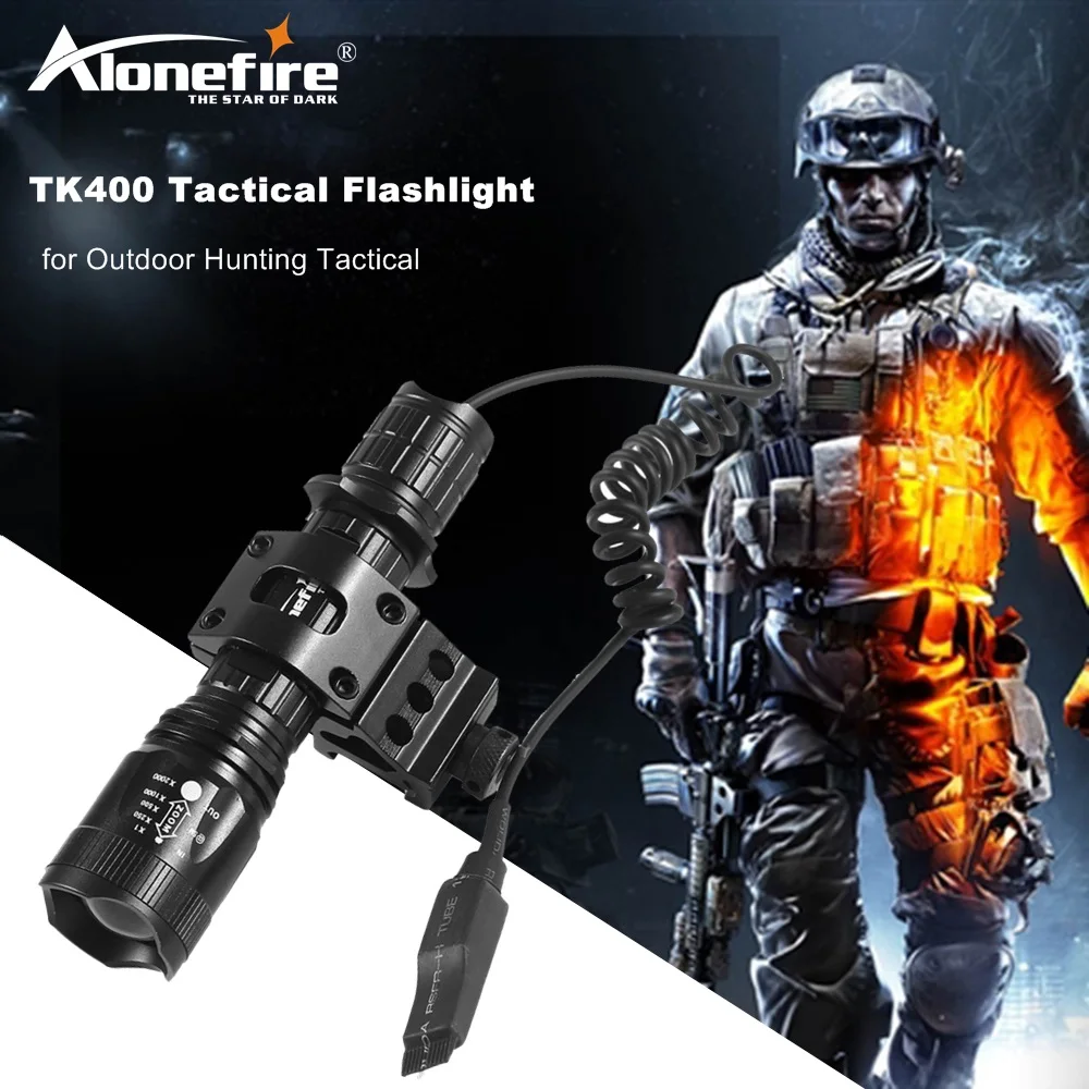 AloneFire TK400 тактический фонарик CREE светодиодный фонарь XM L2 linternas камера для охоты с