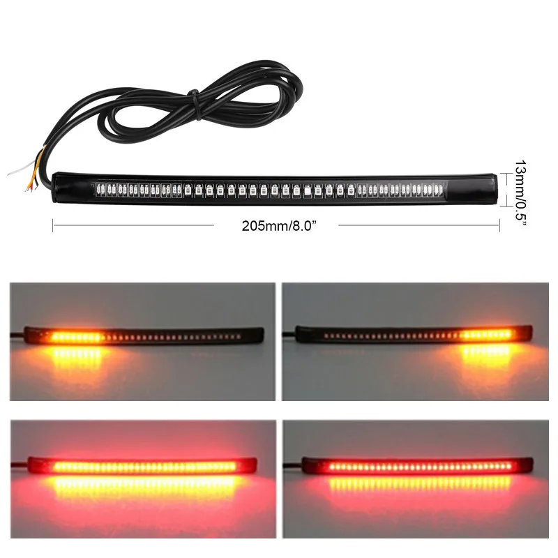 Гибкий 48 Светодиодный 2835 3014 smd двойной цвет желтый красный светильник лента для мотоцикла сигнал поворота Задний тормоз стоп водонепроницаемая лампа