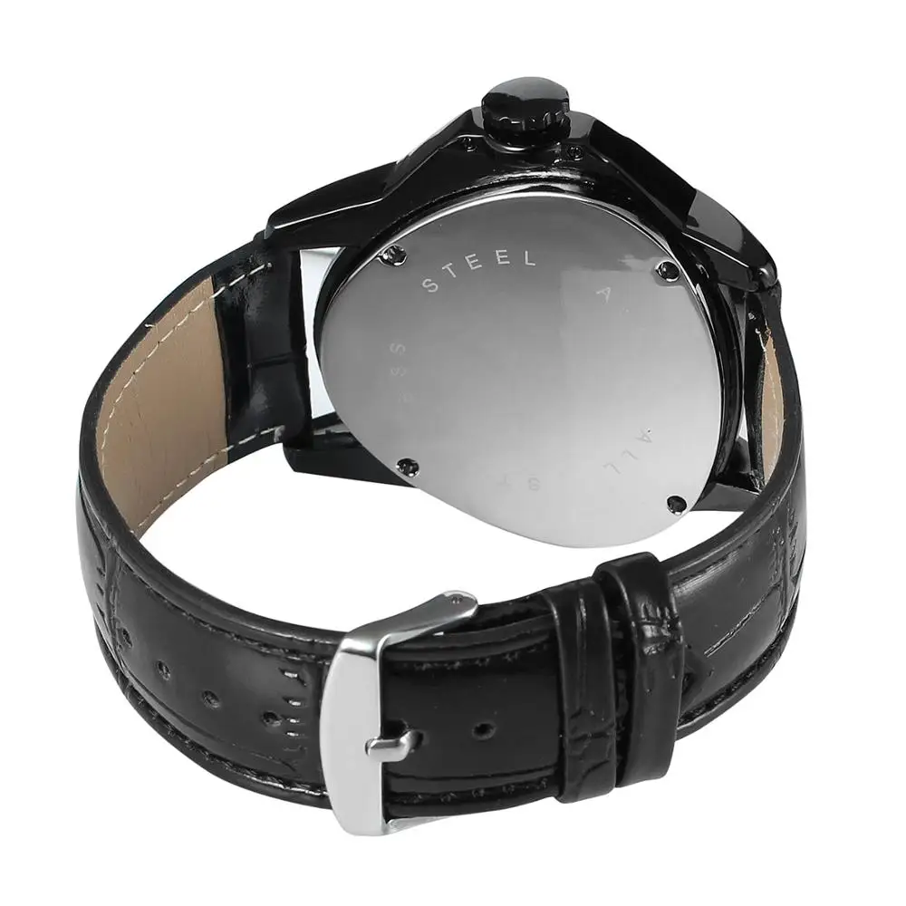 Фото t-WINNER  Fashion creative triangle surface classic black and grey  three-pointer belt men wrist watch №4