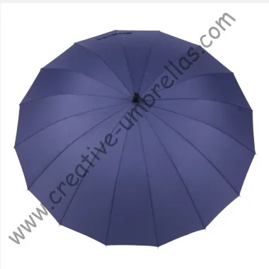 Gent's business straight metal blue golf umbrellas black shaft and ribs auto open windproof leather handle | Дом и сад