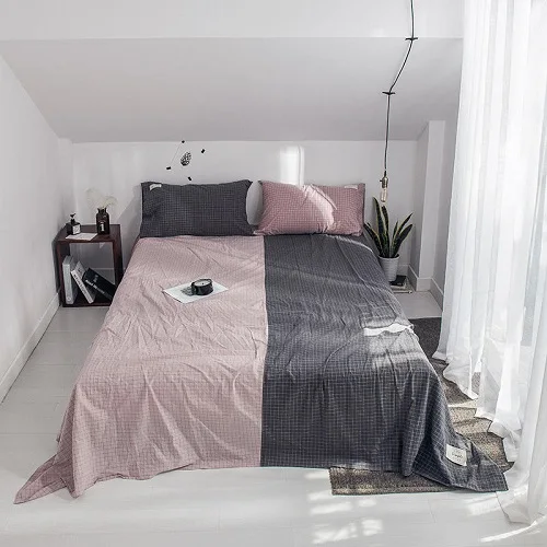 bedsheet 4 Белый синий гладкая хлопковая материя простыни Твин Полный Королева Размер покрывало кровать простыня драп де ЛИТ колледж в общежитии сабаны де альгодон - Цвет: bedsheet 4