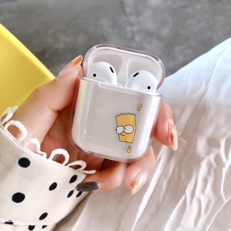 Чехлы для наушников Cartoon Cute Transparent Pure color для Apple Airpods, прочные, прозрачные, из пластика, защитный чехол для Air Pods.