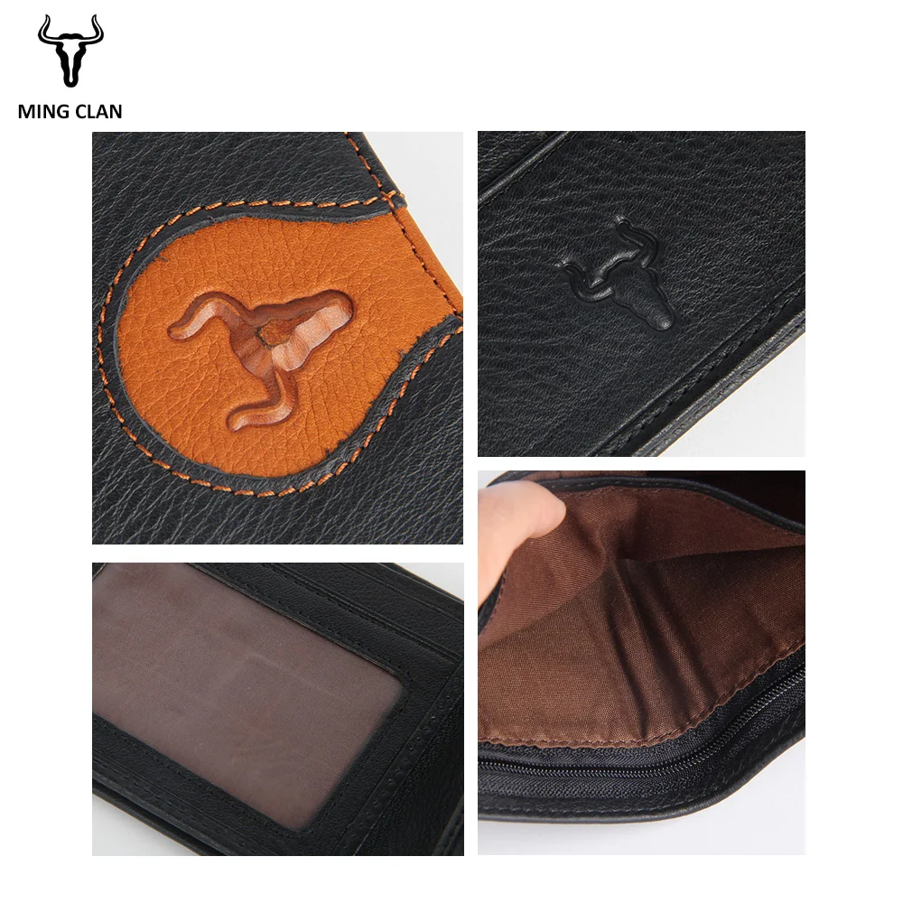 

Mingclan Portomonee Leather Wallets Mens Brand Logo Card Holder Male Purse Zipper Wallet Rfid Small Mini Purse for Men Gift