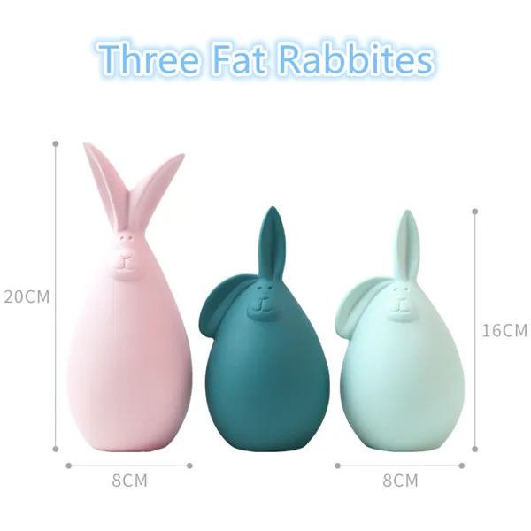 Three Fat Rabbites Скандинавские Ins настольные керамические украшения макароны домашний декор фарфор олень/кошка/кролик/лошадь/ананас/лиса миниатюры свадебные подарки - Цвет: Three Fat Rabbites