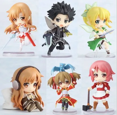 

Sword Art Online Fairy Dance Kirito Asuna Lefa Figurine PVC Action Figures Juguetes Collection Model Kids Toys 6pcs/set 2.5" 6CM