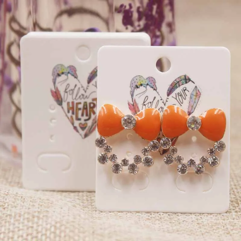 card same as pic 5*4 см Висячие серьги в форме Ловец снов, серьги с узором в виде цветов, цветные серьги с принтом, упаковка для ювелирных изделий, 100 шт./партия - Цвет: card same as pic