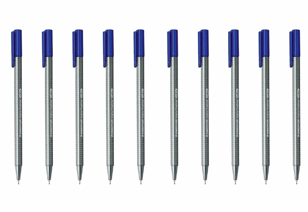 STAEDTLER 334 Triplus Fineliner 10 красные/черные/синие ручки 0,3 мм металлический наконечник для художественного дизайна