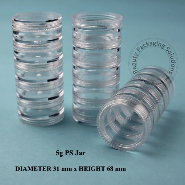 5set/lot Promotion 5g*5 PS Cream Jar Plastic Empty Cosmetic Container Makeup Canister Sample Sub-bottling Packaging | Красота и
