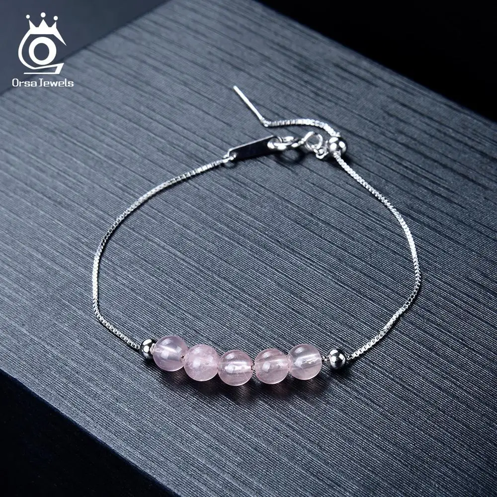 ORSA JEWELS красивые женские красные гранатовые браслеты Настоящее серебро 925 пробы 925 браслеты красивый стильный подарок ювелирные изделия SB49