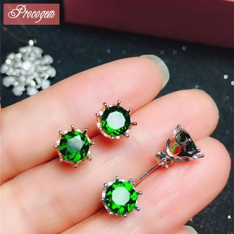 

Natural Diopside stud earrings 925 sterling silver Fashion lovely earrings Genuine Gemstone Anniversary gift for women #181010