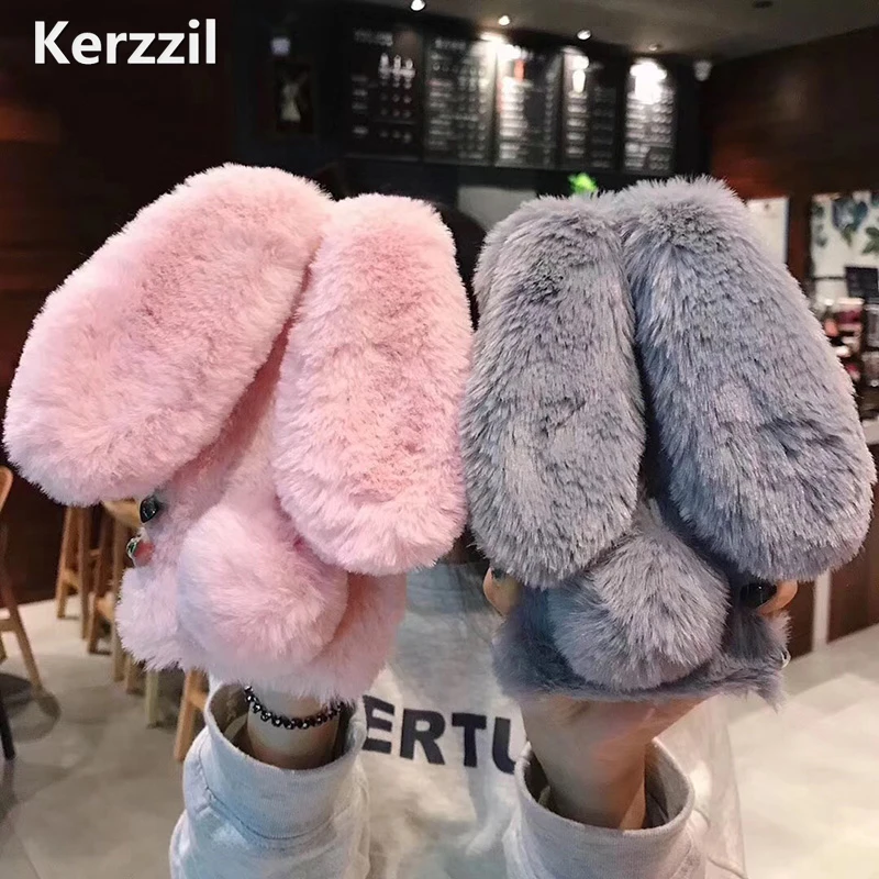 Милые плюшевые чехлы для телефонов Kerzzil с куклой кролика iPhone X XR & XS XSMAX 8 7 6 теплый