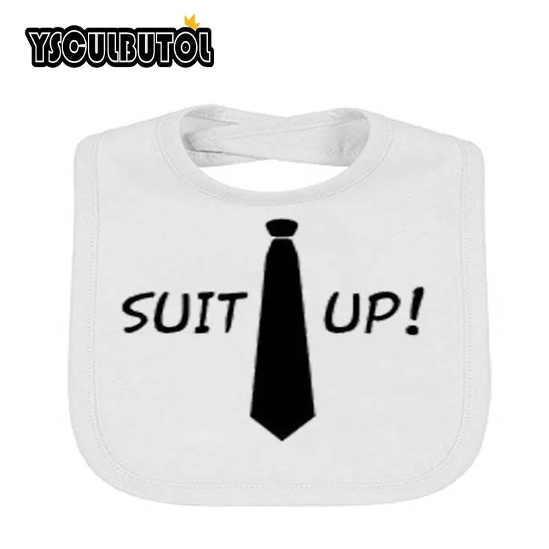 

YSCULBUTOL Hot Sale 8 Design Unisex White Cotton SUIT UP Baby Bibs