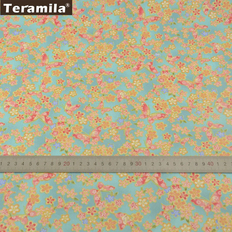 TERAMILA синий и золотой 100% хлопок Ткань Жир четверть домашний текстиль простыня