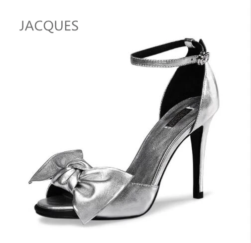 Пикантные женские модные туфли лодочки босоножки с бантом на шпильке открытым