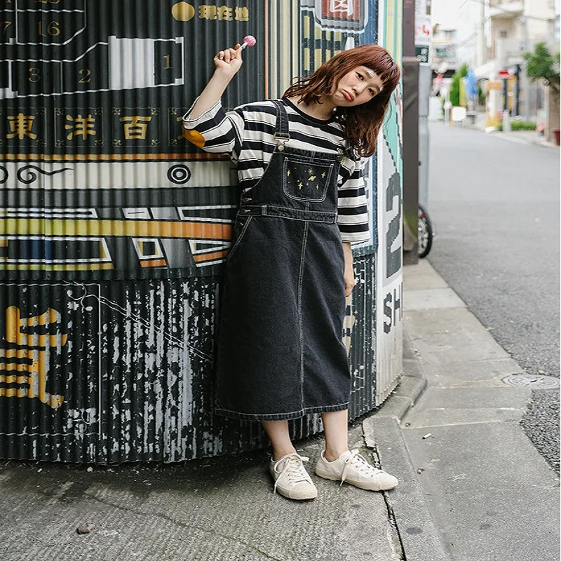 Женские джинсовые комбинезоны платье осень 2017 новое модное свободное милое без