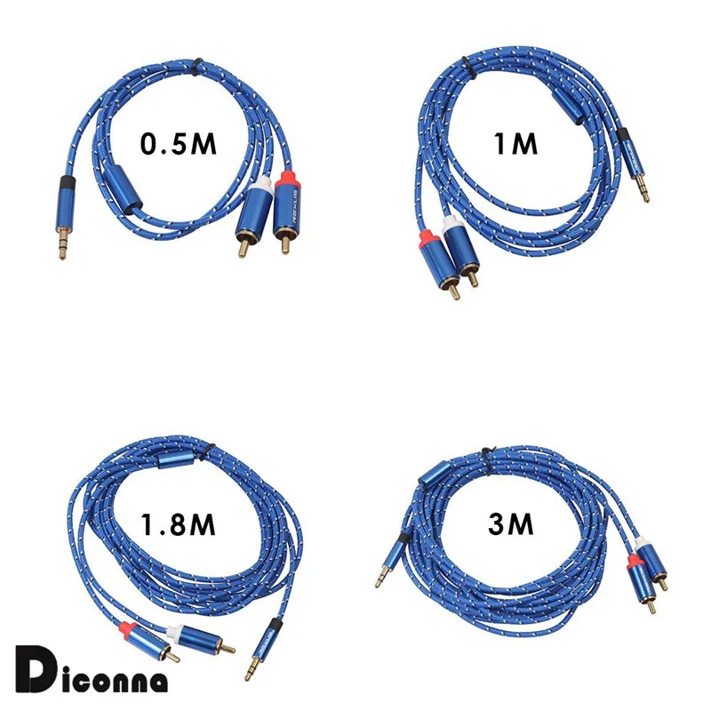 Аудио Aux 3,5 мм стерео штекер 2 RCA Y кабель для iPOD MP3 телефон 0,5 м-3 м