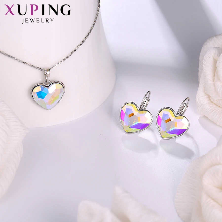Xuping Love Heart с ожерельем/серьги комплект ювелирных изделий с кристаллами от Swarovski женские вечерние подарок на день Святого Валентина S169-60104