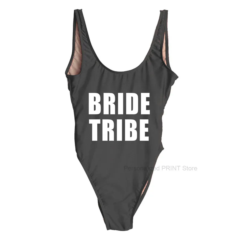 Женский купальник для невесты Цельный надпись BRIDE Tribe купальный костюм девичника