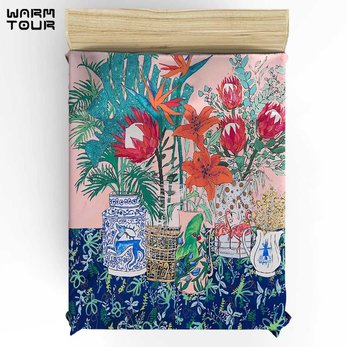 WARMTOUR Duvet Cover The Domesticated Jungle - Floral Still Life Set 4 Piece Bedding For Beds |