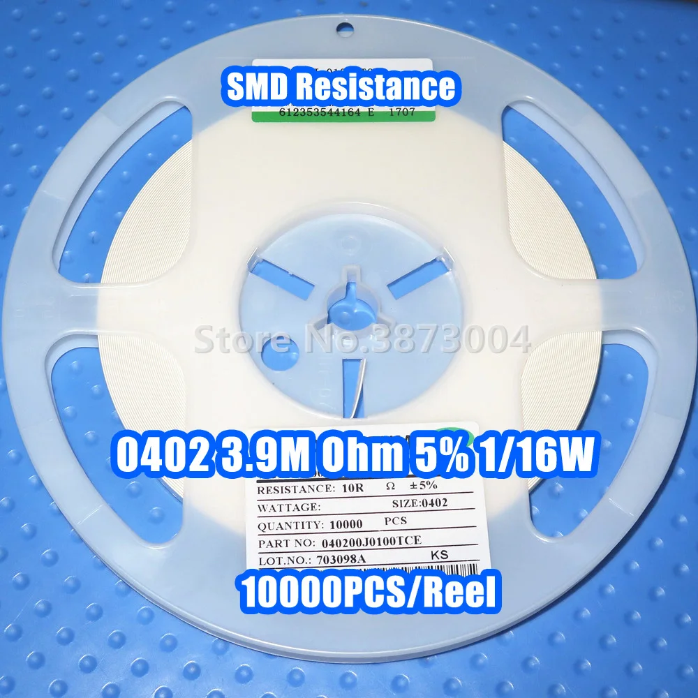 

1 Reel 0402 3.9M 3.9M Ohm 5% 1/16W SMD resistance 10000PCS/Reel