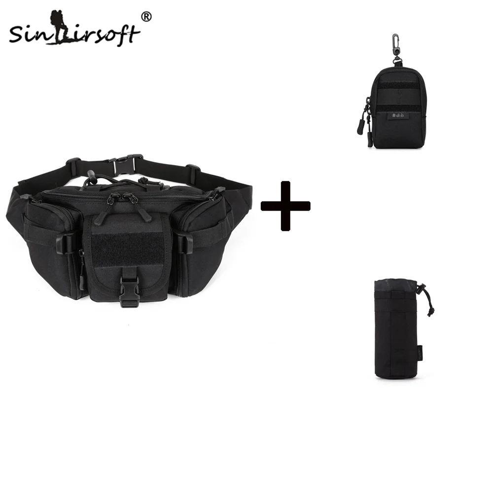 SINAIRSOFT 1000D нейлоновая тактическая Сумка molle охотничья сумка водонепроницаемые походные рыболовные сумки на талию тактические Спортивные сумки edc сумка LY0022 - Цвет: BKbag with molle bag